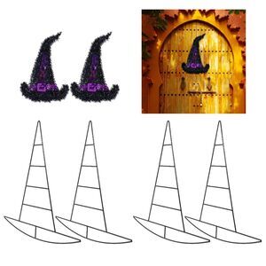4174 Witch Hat Wreath Frame, 4Pcs Halloween Witch Hat Shaped Metal Wire